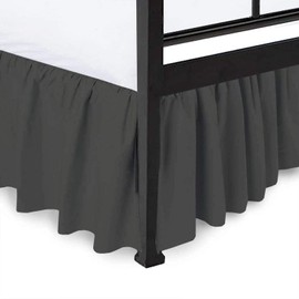 Ruffled Bed Skirt with Split Corners - Dark Grey, Queen, 12 Inch Drop Bedskirt Expertise Tailored fit Wrinkle Free Dust Ruffled Bed Skirt (Available in All Bed Sizes and 10 Colors)