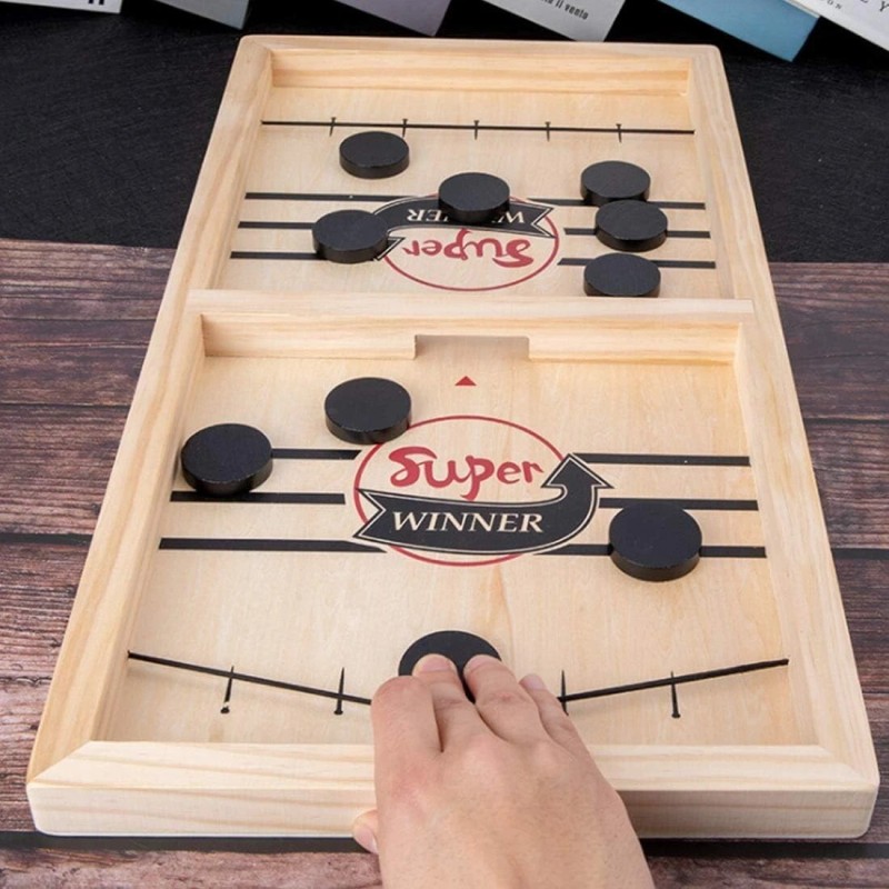 Games Hub Fast Sling Puck Game Wooden Hockey Table Game