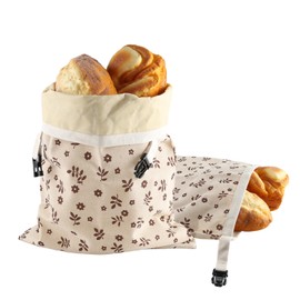 Wiederverwendbare Bienenwachs Brotbeutel 2er Set Praktische Leinen Brottasche und Brotsack mit Clipverschluss Brotaufbewahrung und Frischhalten für Sauerteig und hausgemachtes Brot 30x43 cm