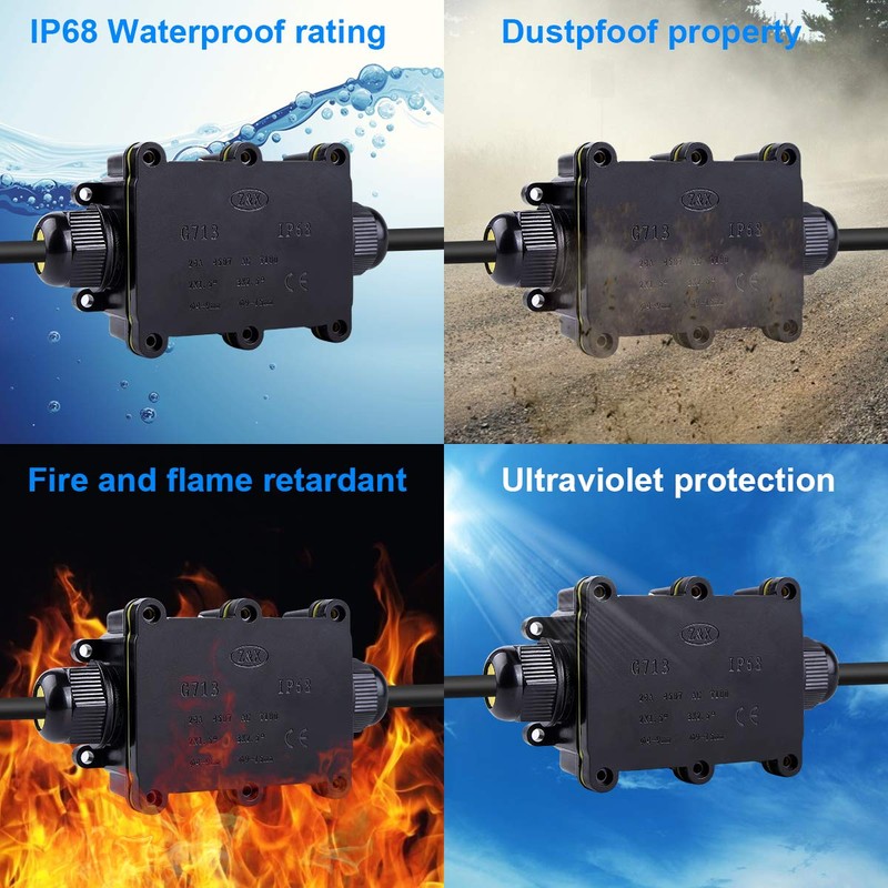 Junction Box Outdoor Waterproof IP68 2Way Plug Line M20 Coaxial