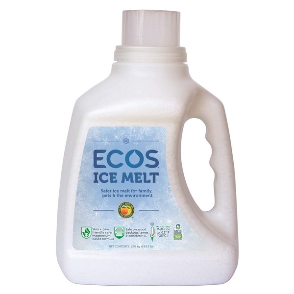 ECOS Ice Melt Magnesium Chloride Pellets Pet Paw, Plant and Concrete Safe, 6.5 lbs. Jug by Earth Friendly Products (Pack of 4)