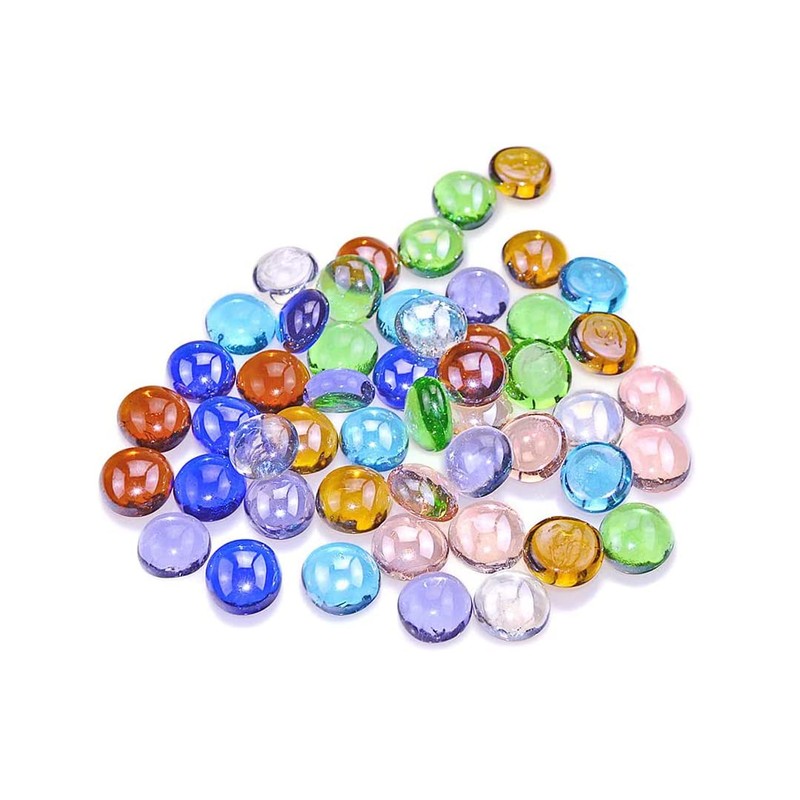 KINGOU 50 pcs Replacement Mancala Stones Mixed Colored Flat Glass
