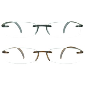 proSPORT Reading Glasses +4.00 Combo Gray and Brown Frame Rimless Full Lens Reader Ultra Lightweight Flexible Men Women