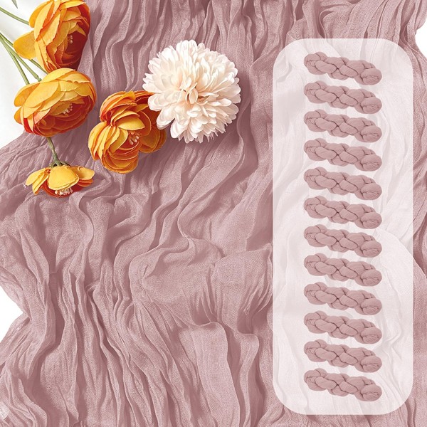 12 Pack Dusty Pink Cheesecloth Table Runner 17 x 108