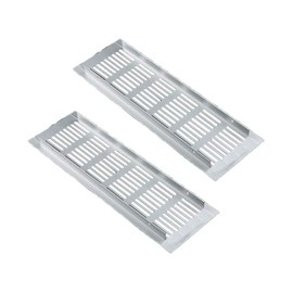 LannuMet 2Pcs Aluminium Alloy Rectangle Louvered Air Vent Cover Waterproof Rust Proof Grill Cover with Mounting Screws for Shoe Cabinet Wardrobe Kitchen Bathroom,80x300mm/3.2x12'',Silver