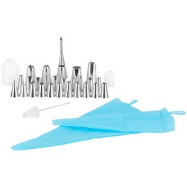 Rosenstein & Söhne 32 Pieces Piping Bag Set in 2 Sizes with 27 Stainless Steel Nozzles (Baking Accessories, Icing Nozzle, Pastry Press)
