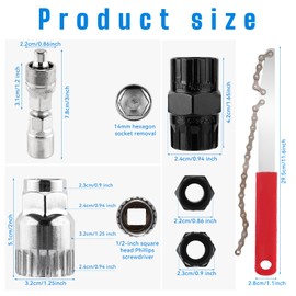 Gosknor 4 Pcs Bicycle Repair Tool Kit Tool Removal Freewheel Cassette Lock Ring Crank Puller Bottom Bracket Tool Chain Wrench for Road Bike and MTB Bike Maintenance