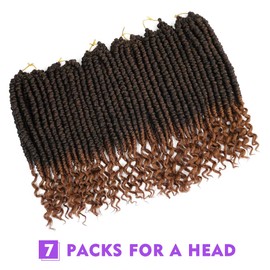 Fayasu Spring Senegalese Twist Crochet Braids Synthetic Crochet Hair Curly End Spring Twist Crochet Hair Extension 16 Inch 6 Pieces For Black Women (16in t30)