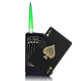 Jet Torch Lighter, Refillable Butane Playing Card Lighter, Exquisite Packaging, Windproof Lighters, Cool Lighter for Men, Candle, Camping, Birthday. (Butane Not Included)