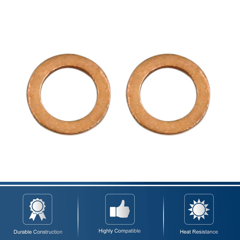 sourcing map Pack of 50 Copper Washers Copper Seal Flat