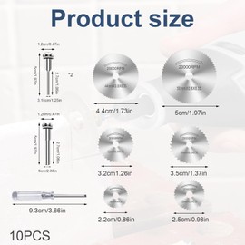 HELION Wood Cutter, 10 PCS Rotary Drill Saw Blades Steel Saw Disc Wheel Cutting Blades Cutting Discs for Dre Mel Cuttings Discs, Rotary Tool Accessories with Screwdriver and 3.2mm 6mm Rod