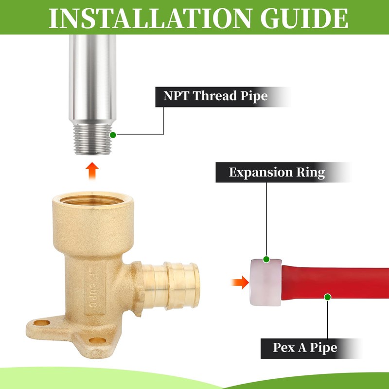 PEX A Expansion Brass Fittings, 1/2"x 1/2" Female NPT Drop-ear