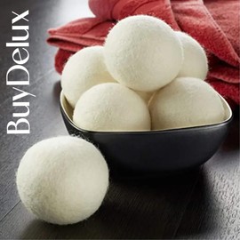 BuyDelux Wool Dryer Balls for Laundry – 4 Pack XL 7cm, Reusable Fabric Softener, Eco-Friendly, Reduces Wrinkles, Chemical-Free, Natural Wool, Pet Hair Remover (Natural White, Pack of 4)