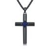 YEESIA Black Cross Necklace S925 Sterling Silver Blue Zircon Cross