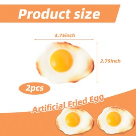HUIANER Fake Fried Egg Simulation Artificial Food Play Food Model Play House Kitchen Decoration 2pcs
