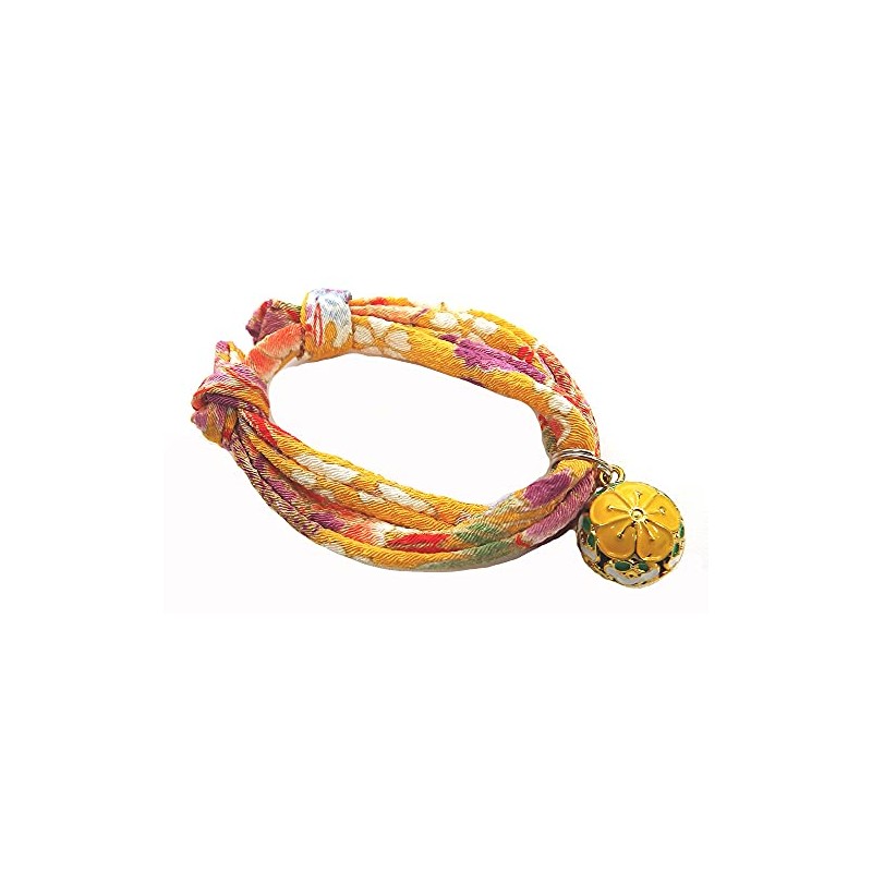 Collar, Cat Bell Charm (Plum Yellow), Accessory Choker, Soft Fabric