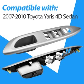 Front Left Driver Side Door Window Switch Bezel Trim Fits for 2007-2010 Toyota Yaris 4D Sedan 74232-52330 Silver