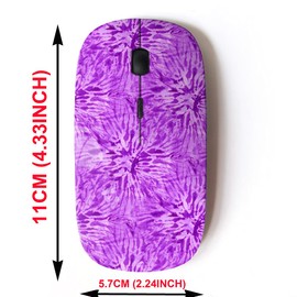 Ratón inalámbrico de 2.4 G con bonito diseño de patrón para todos los portátiles y computadoras de escritorio con nanoreceptor, color morado Tiedye