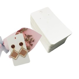 Poemtian 100 Pieces Earring Display Cards Kit Kraft Paper Earring Display Cards Earring Card Holder for Ear Studs and Earrings (White)