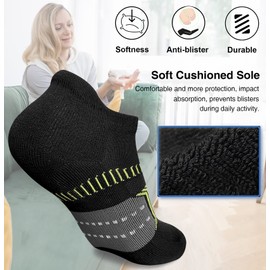 suaskk Womens Athletic Cushioned Anti-Blister Comfort Running Ankle Socks 5 Pairs