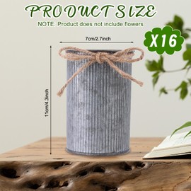 Youdaju 16 Pcs High Farmhouse Vase Decor 4.33" Metal Flower Vases Iron Rustic Vases with Twine Small Vases Bulk Centerpieces Vases for Table Weddings Home Office Decoration Flower Arrangement (Iron)