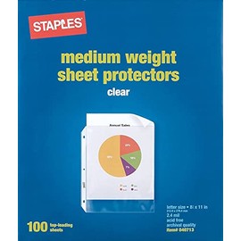 Staples Standard Weight Sheet Protector, 8.5-inch x 11-inch, Clear, 500/Carton (10524CT-CC)