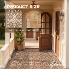 Halandar Dollhouse Flooring Tiles on 1/12 1/6 Scale Miniature Decor Accessories 32pcs Double-Sided