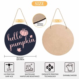 Beabes Welcome Wreath Sign for Farmhouse Front Porch Decor Yellow Autumn Pumpkin 12in Wooden Sign Suitable for Home/Wall/Porch Decoration