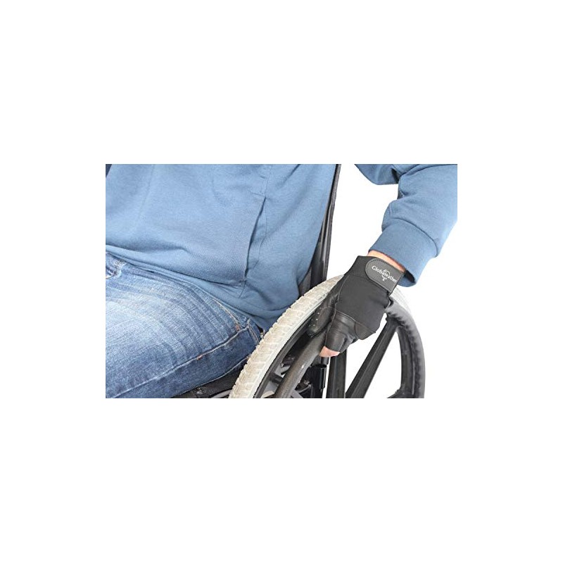 Globaleather SureGrip Fingerless Wheelchair Gloves - Black (Medium) - Hardwearing,