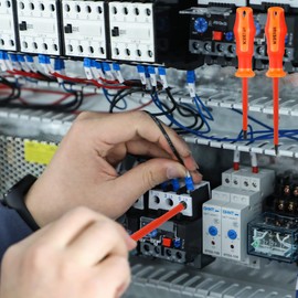 Electrician Screwdriver Set - 6 VDE Tested Electrician Screwdriver, Chrome Vanadium Steel, Heavy Duty 1000 V, Hardened Black Magnetic Tip Insulated Screwdrivers with Non-Slip Handle