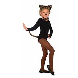 Rubies Child's Plush Leopard Costume Accessory Kit, 3 Pieces with Cat Ears, Tail, and Bow Tie