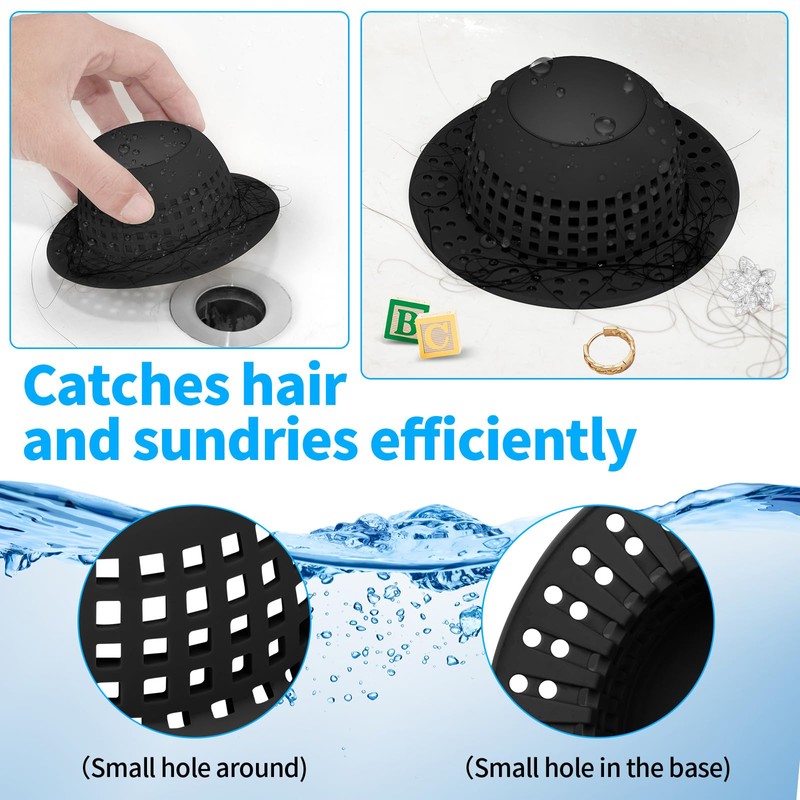 Aluvor Shower Drain Hair Catcher, Bathtub Drain Cover Foldable Silicone