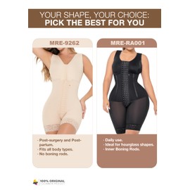 MARIAE FAJAS RA001 Colombianas Reductoras y Moldeadoras Tummy Control Shapewear Bodysuit with Elastic Bones - Black - 3X-Large
