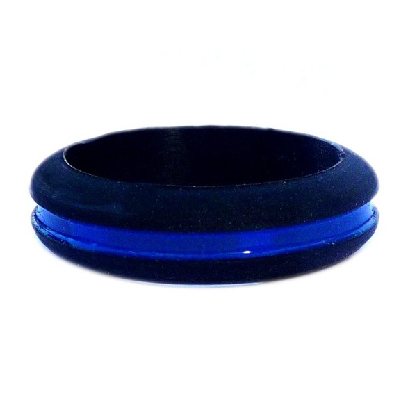SayitBands Thin Blue Line Silicone Ring in Size 10