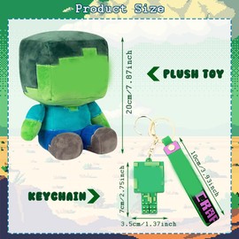 Mini Gaming Character Soft Plush Toy and Keychain Set,Collectable Gamer Soft Toy Cartoon Stuffed Doll,Cute Gamer Character Keyring Cute Backpack Keychain Gaming Keyring for Kid Party Favours