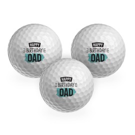 DV DESIGN 3 x Golf Balls - Best Dad Birthday Joke Funny Birthday Golfing Golfer Fan Club Sport Father Daddy Husband Friend Men Boys Ball Gift #GB0015