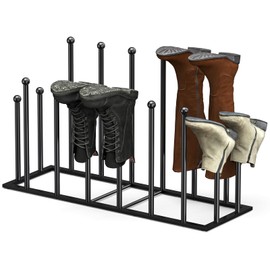 ORLESS Boot Rack Metal Black 8 Pairs Free-Standing Shoe Rack Boot Organizer Storage for Closet Entryway, Garage, Dorm Room, Hallway, Outdoor, Boot Rack