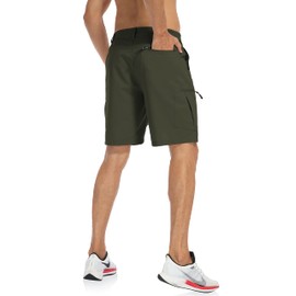 Flewolch Men's Hiking Shorts Quick Dry Outdoor Travel Cargo Shorts with Multi Pocket Army 32