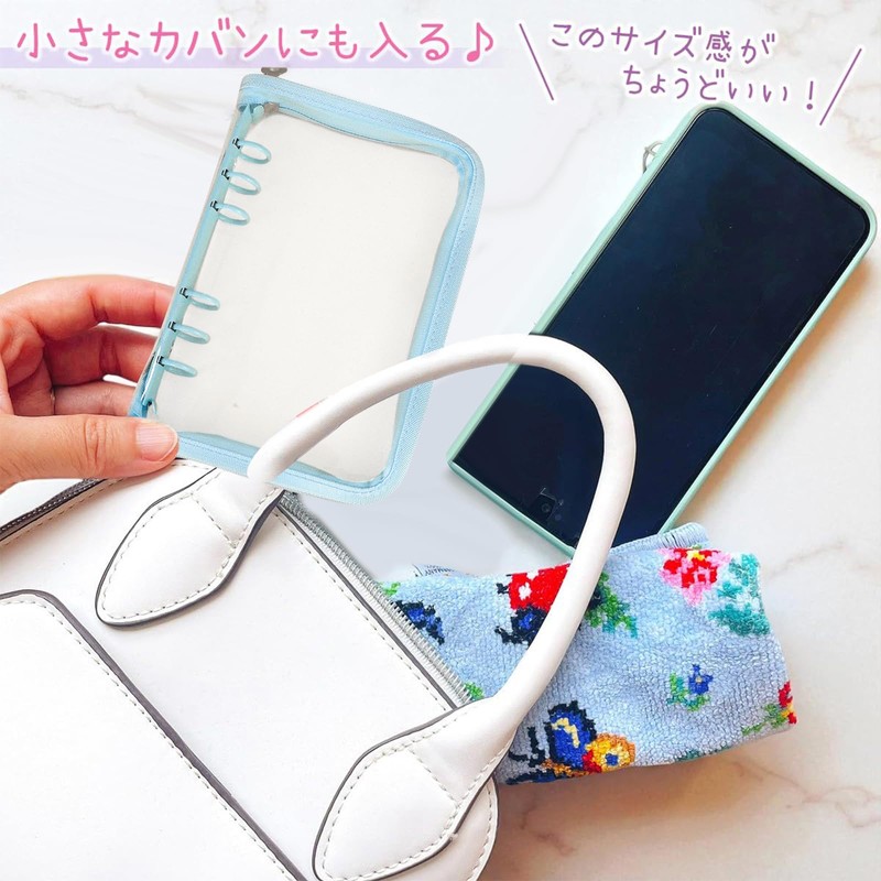Pokumil A6 Binder, Glitter Loose Leaf Notebook, Transparent Card Book,