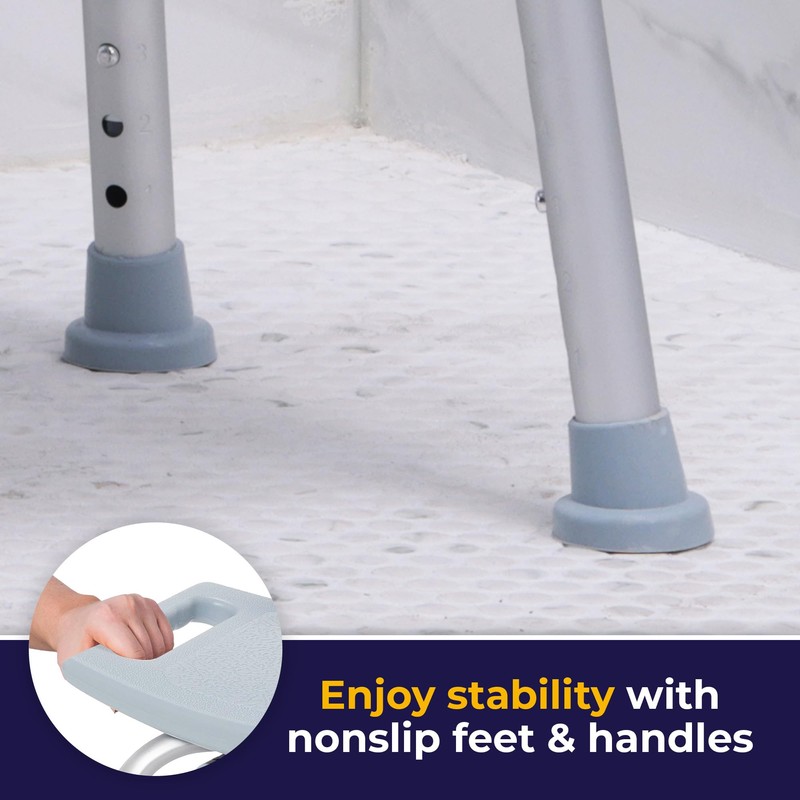 Drive Medical RTL12202KDR Shower Chair with Back, Adjustable Stool with