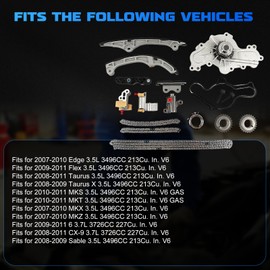 YOMALL Engine Timing Chain Kit Timing Chain Kit Fits for 2007-2011 Flex Taurus MKS MKT 6 CX-9 Edge Fusion MKX MKZ Taurus X Sable 3.5L 3.7L Replace# AT4Z-6306-A 7T4Z-6256-A 7T4Z-6268-CA