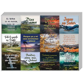 NewEights Spanish Religious Stickers (10 Sheet) - Total 120 pcs (10 x 12pcs) Individual Small Size 2.1 x 2 Inches, Waterproof, Unique Designs, Assorted Mega Pack of Spanish Inspirational Stickers