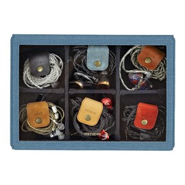 MITER Carrying Case for FiiO iBasso Sony Shanling HiBy Cayin Astell&Kern Questyle, Handmade Acrylic Window Hard Storage Box for IEM Earphones + Audio Player (Indigo Blue-Acrylic 6 Earphones Case)