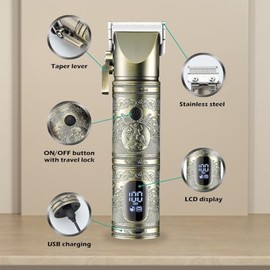 Hair Clippers for Men, Hair Clipper Professional Hair Trimmer Rechargeable Hair Cutting Machine Adjustable T9 LED Display Trimmer for Men