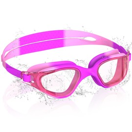 Ambienden Schwimmbrille Kinder, 180° HD Taucherbrille für Kinder 3-14 Jahre, Anti-Fog, UV-Schutz, Schnellverstellung, Silikon-Dichtringe Ohne Leckage, Unisex-Kinder Schwimmbrille für, Purple