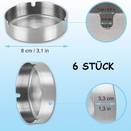Ashtray Round Stainless Steel Ashtray, Used in Bars, Restaurants, Bedrooms, Outdoors (Pack of 6)