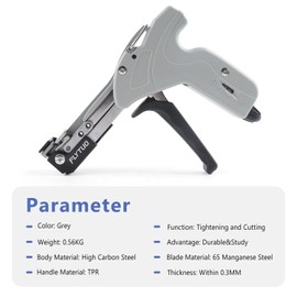 Flytuo Stainless Steel Cable Tie Gun - 4-Level Adjustable Fastening Tie Tool,Professional Frade Metal Zip Tie Tool for Secure and Easy Installation