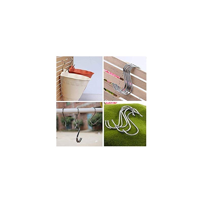 10-Pack Larger Round S Shaped Hooks in Polished Stainless Steel