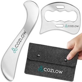 2-in-1 Stainless Steel Muscle Scraper Tool Set for IASTM Therapy - Skin Scraping Massage Tools for Soft Tissue Mobilization - Deep Tissue Gua Sha for Arms, Legs & Back - by Cozlow
