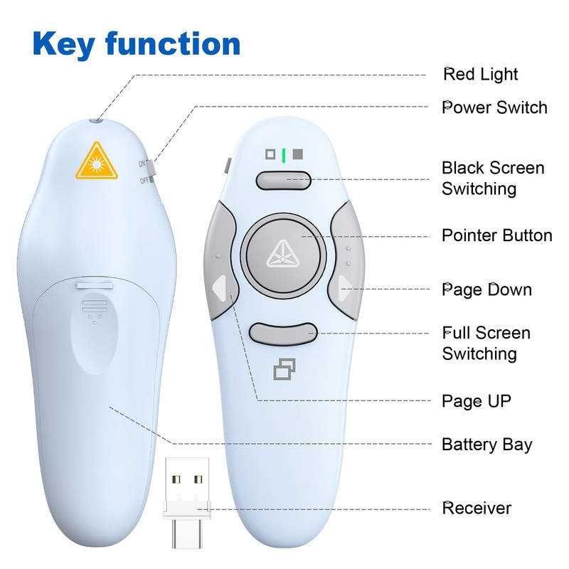 QUI Presentation Clicker Wireless Presenter Remote Clicker for PowerPoint Presentation
